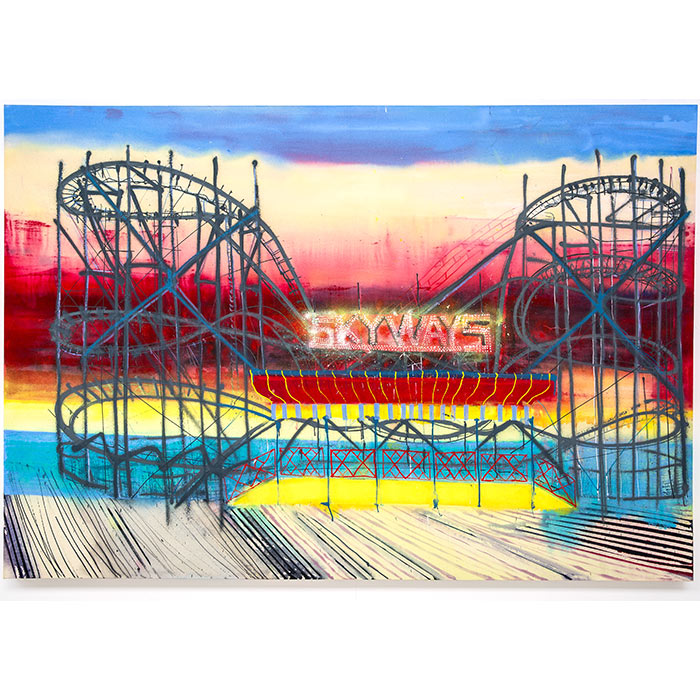 skyways rollercoaster  painting in vibrant colours
